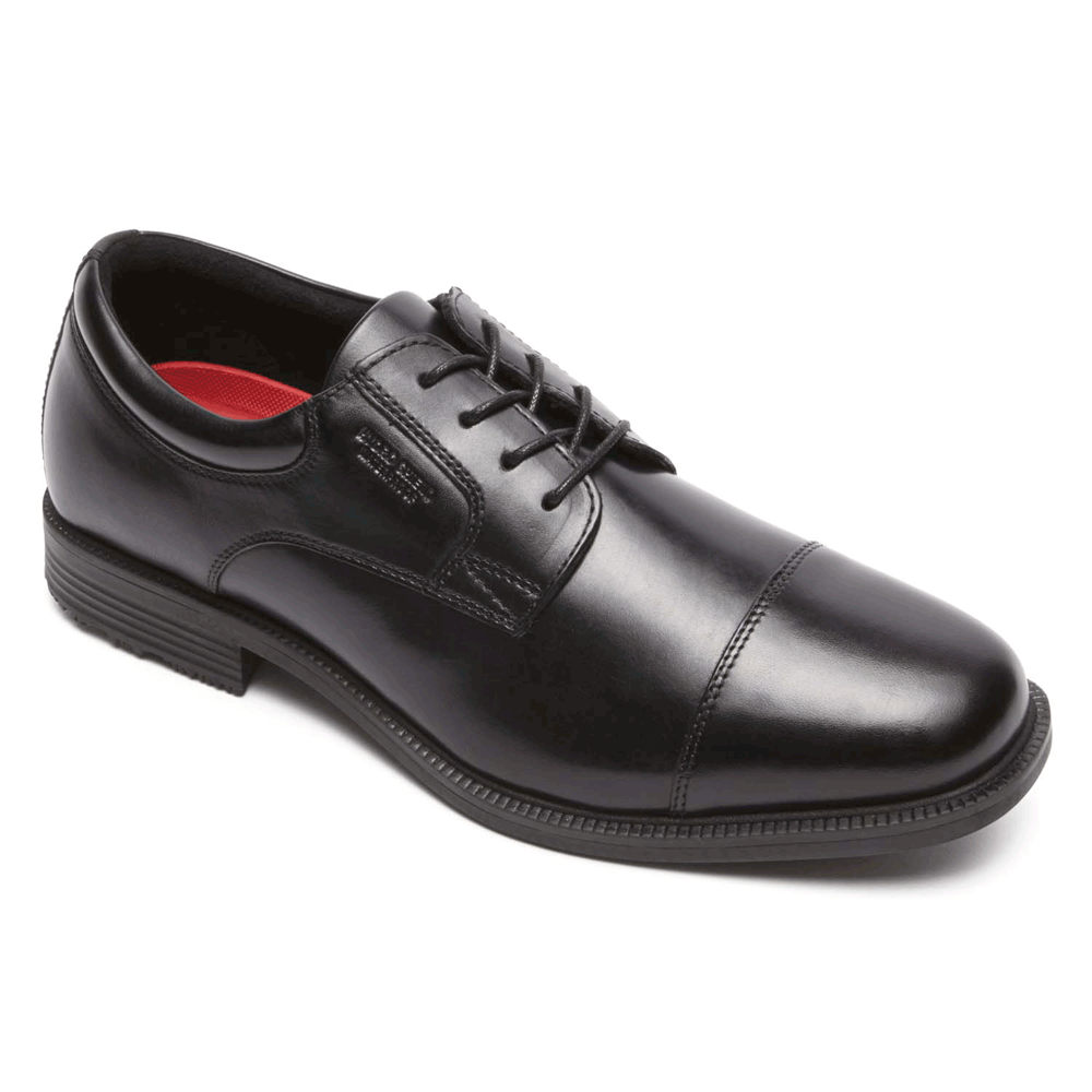 Zapatos De Vestir Rockport Hombre Mexico - Essential Details Waterproof Cap Toe Negros - ODNRQ6094